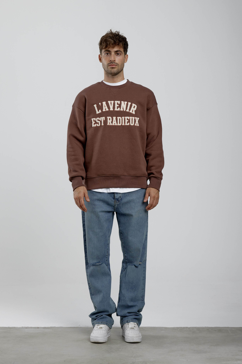 Lavenir Yazılı Kahverengi Sweatshirt