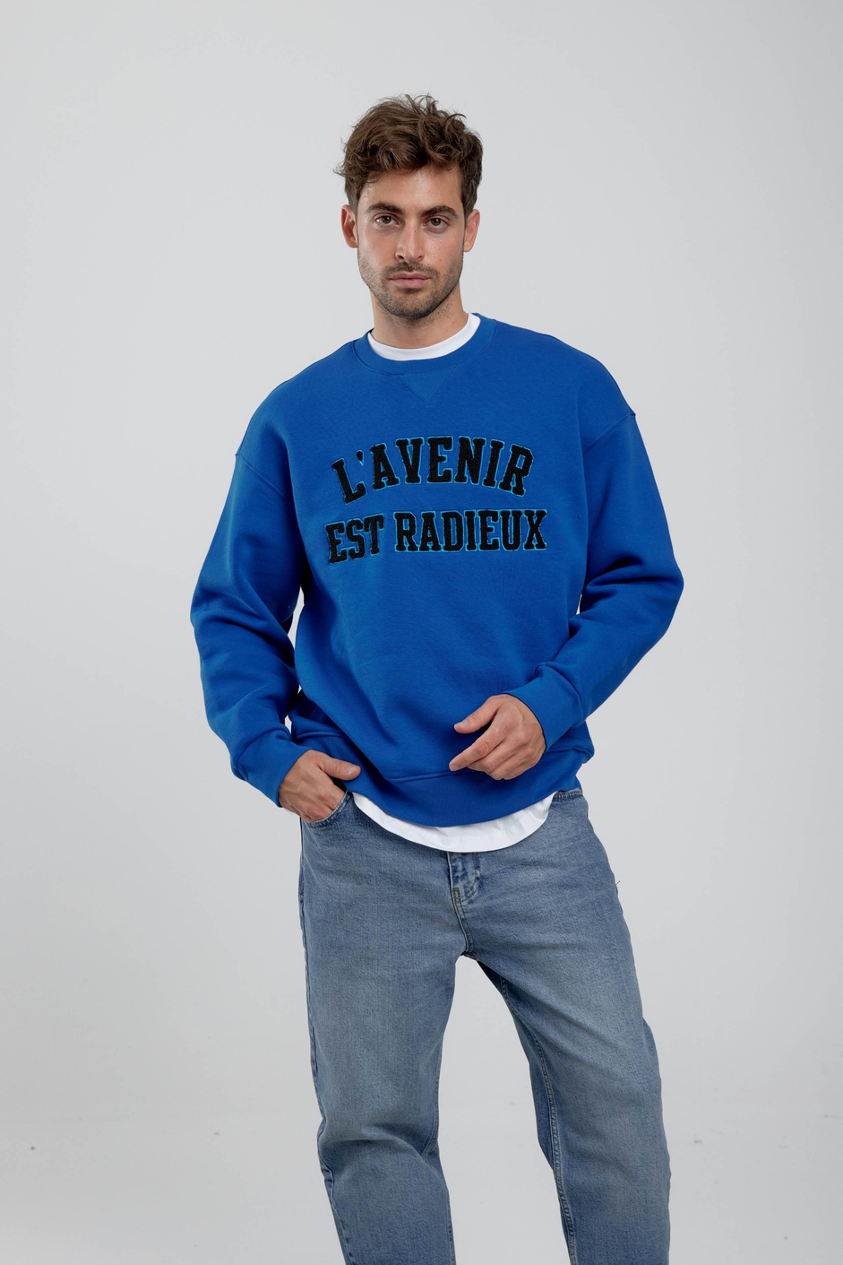 Lavenir Yazılı Mavi Sweatshirt