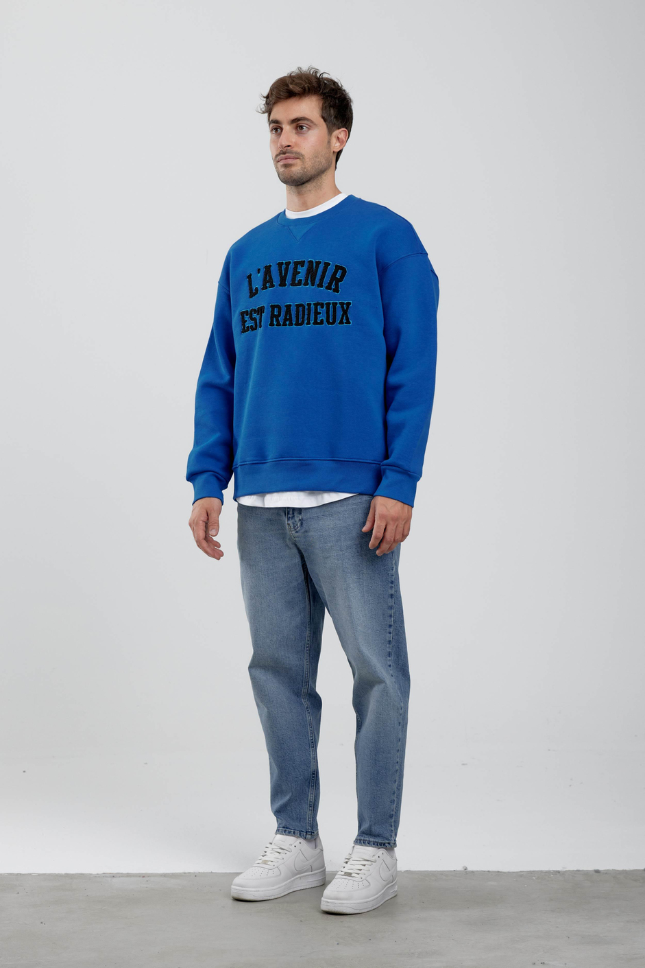 Lavenir Yazılı Mavi Sweatshirt