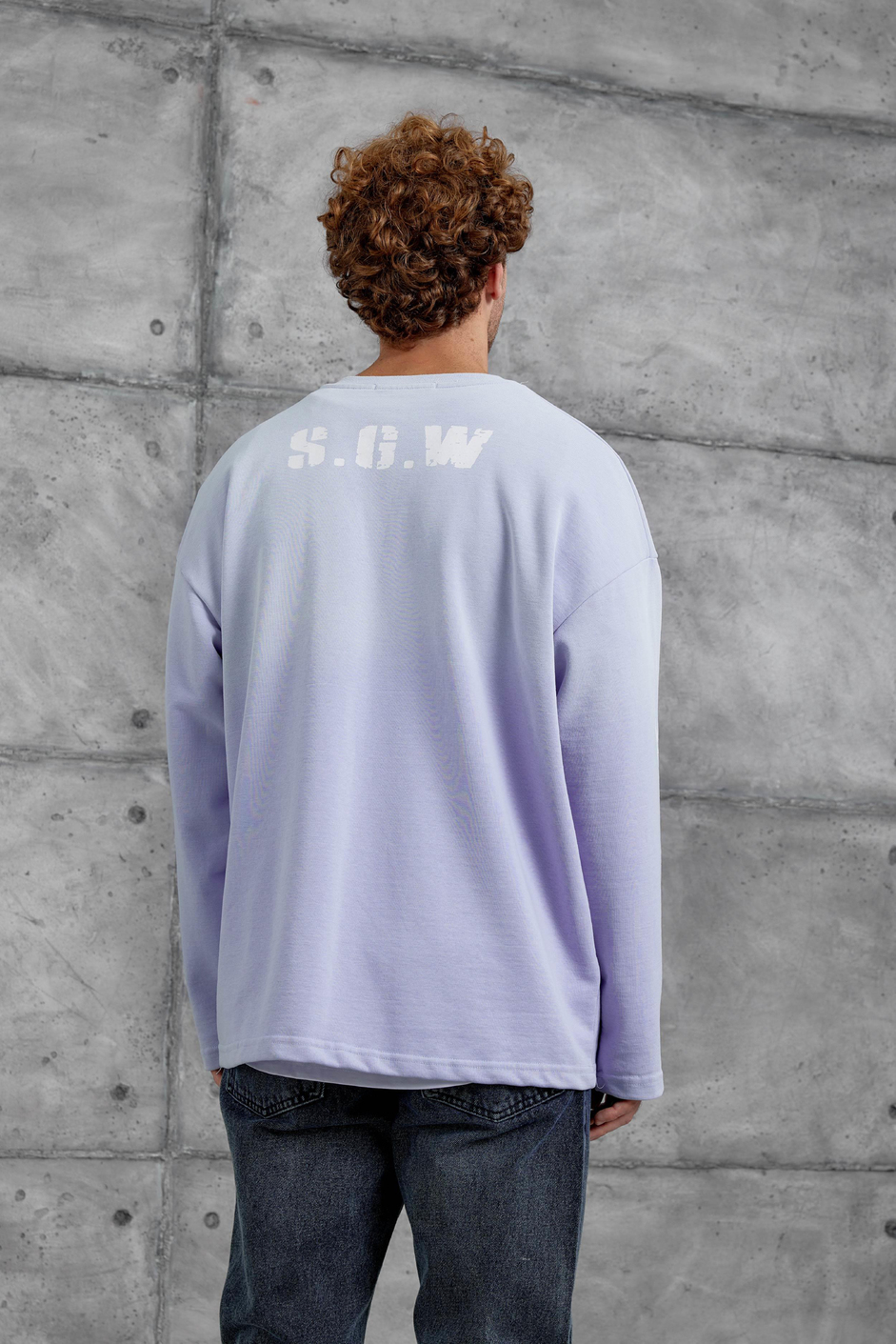 Lila Nmrc Rakam Baskılı Oversize Sweatshirt