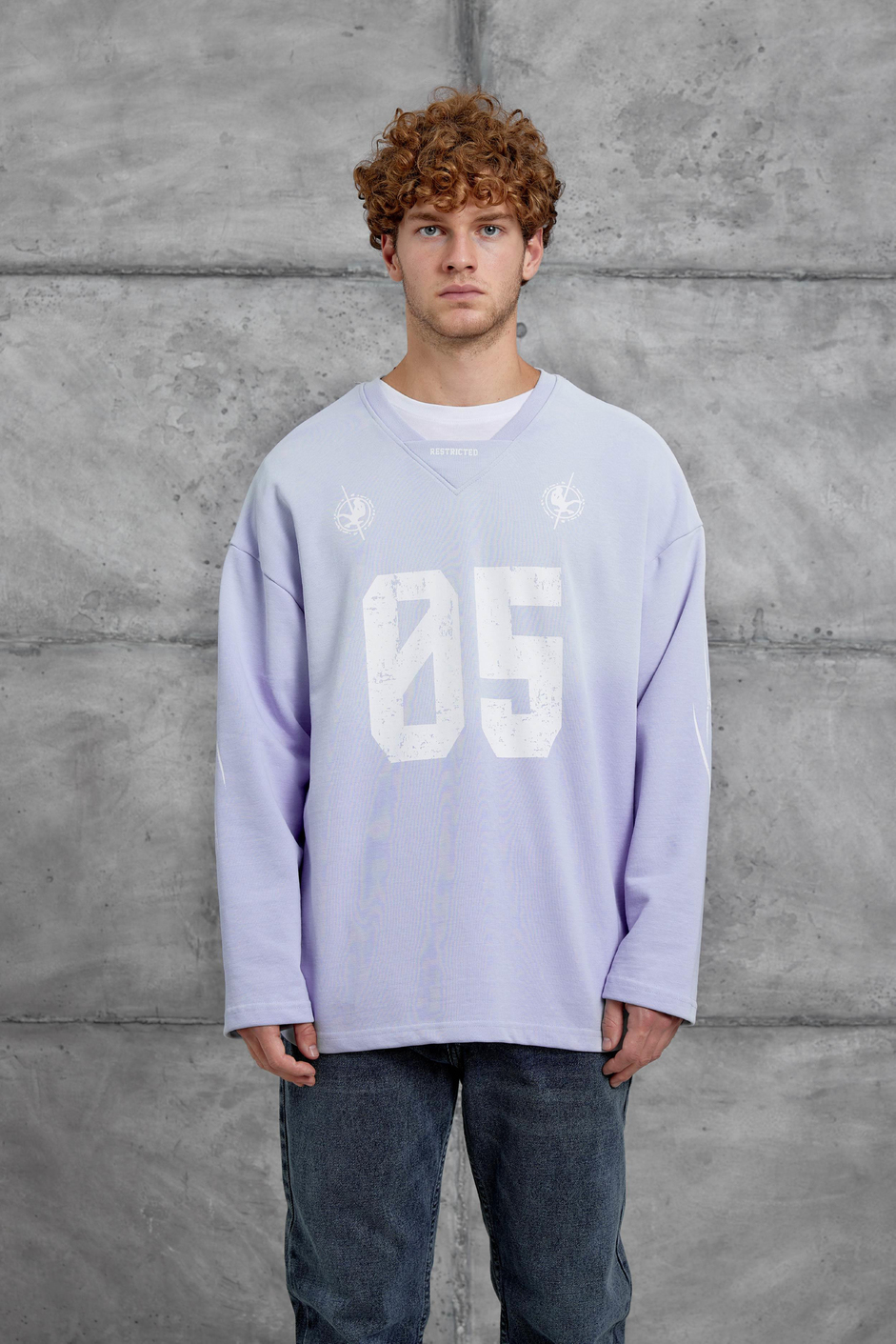 Lila Nmrc Rakam Baskılı Oversize Sweatshirt