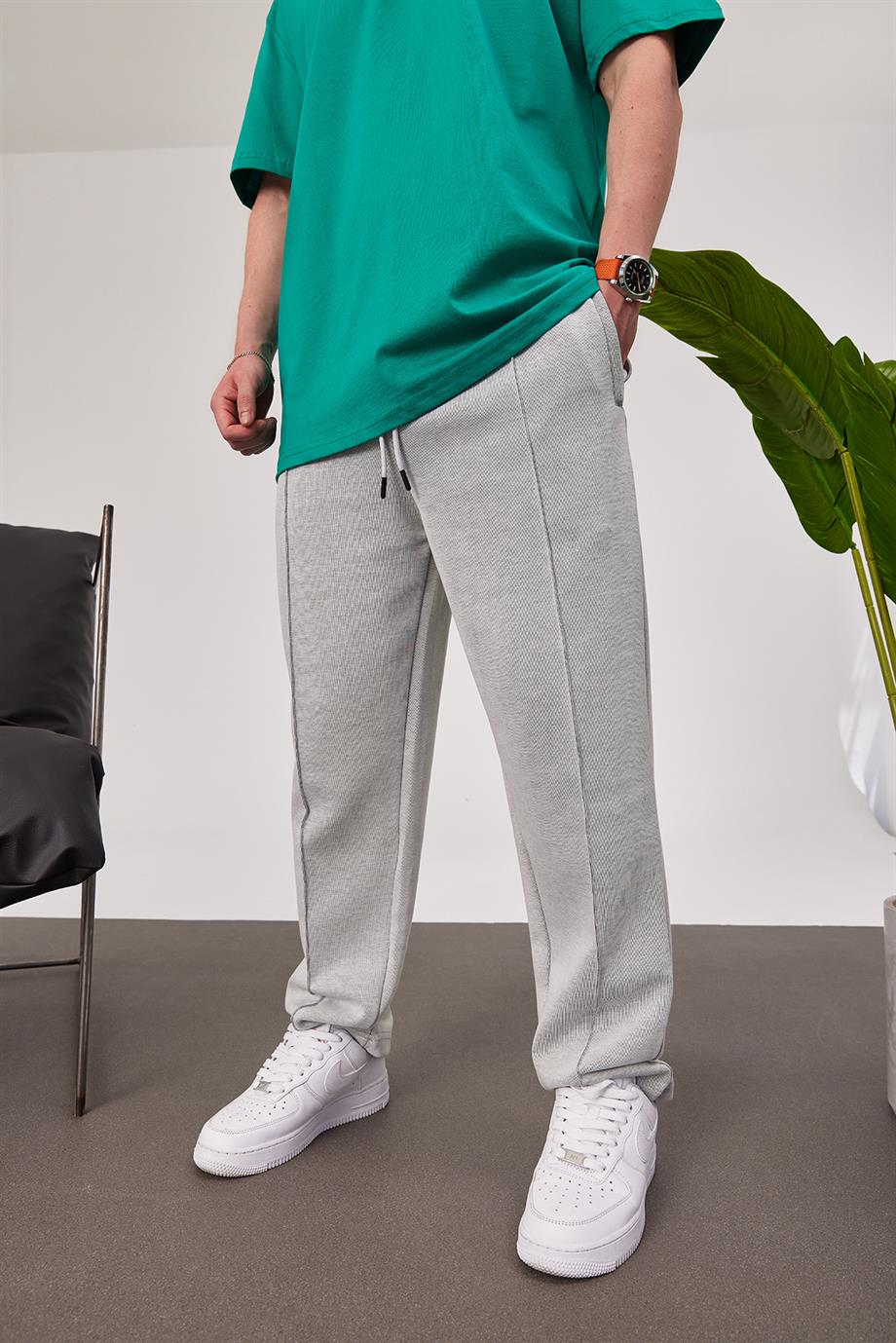Loose Fit Gri Pantolon