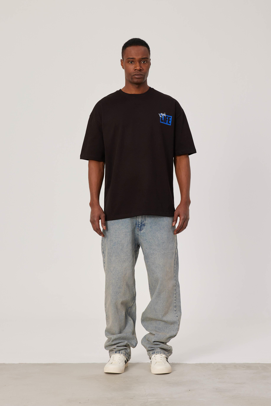 Low Life Yazı Baskılı Siyah Tshirt