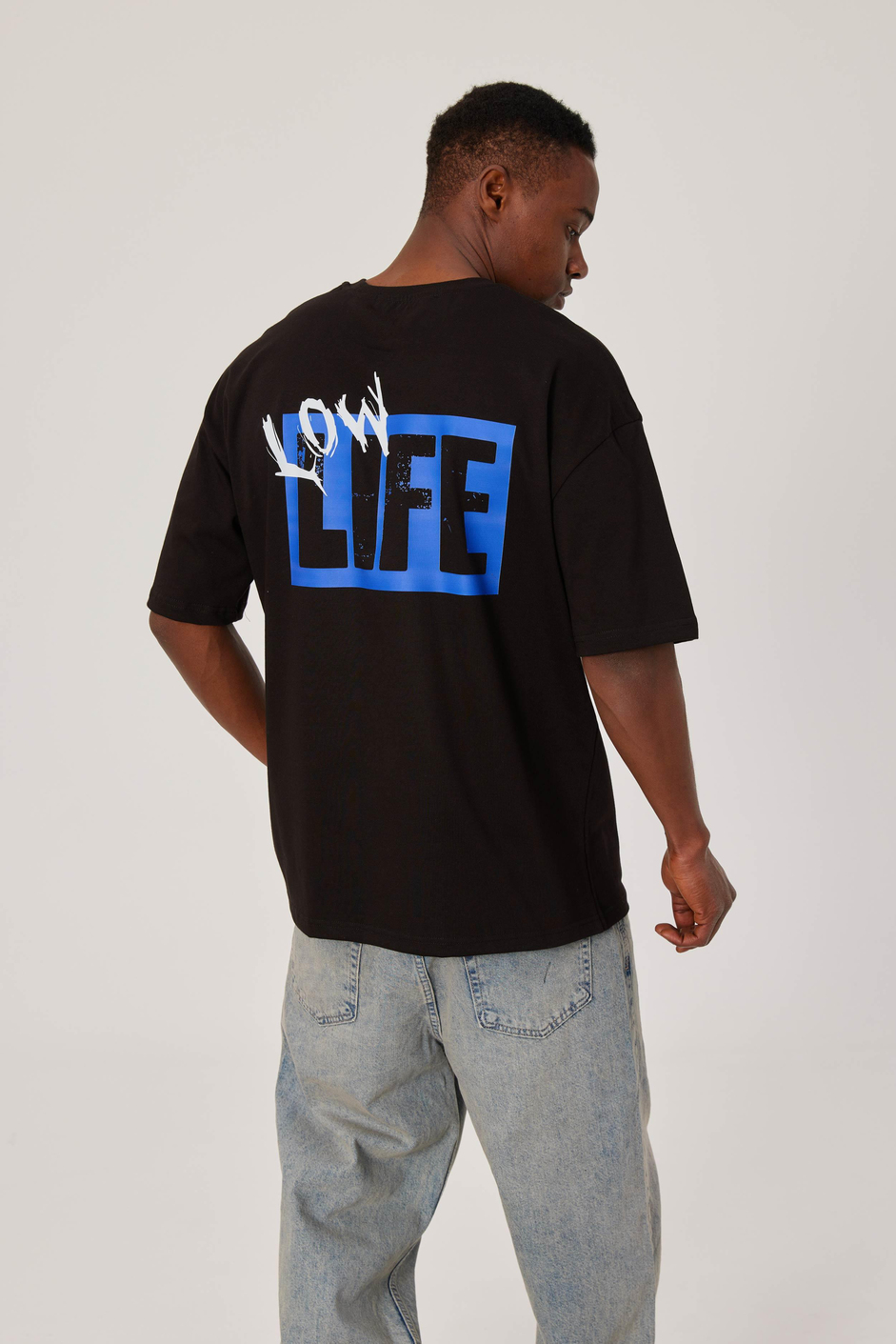 Low Life Yazı Baskılı Siyah Tshirt