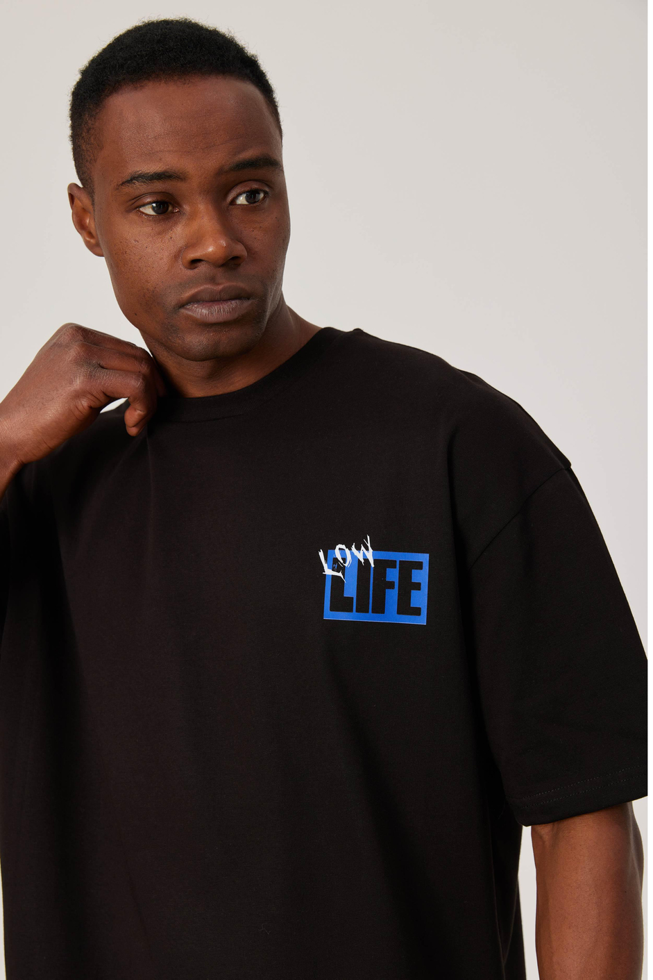 Low Life Yazı Baskılı Siyah Tshirt