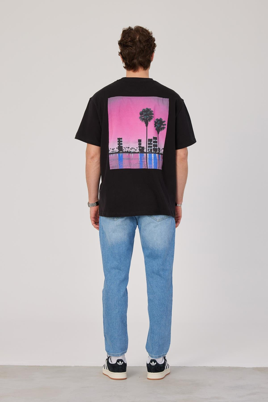 Malibu Baskılı Siyah Tshirt