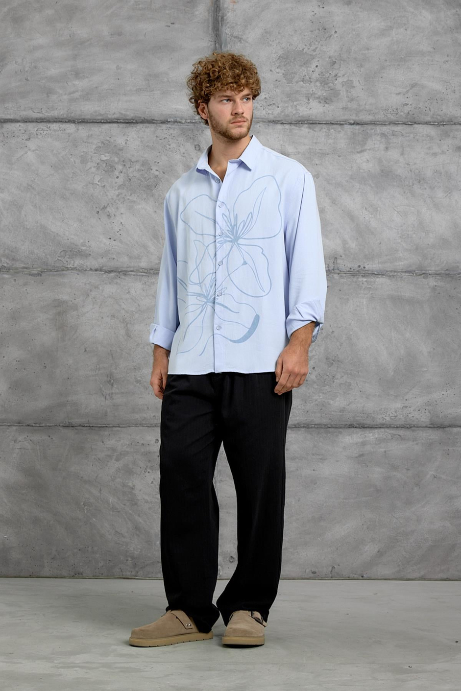 Mavi 251 ŞEKİL BASKILI OVERSIZE GÖMLEK