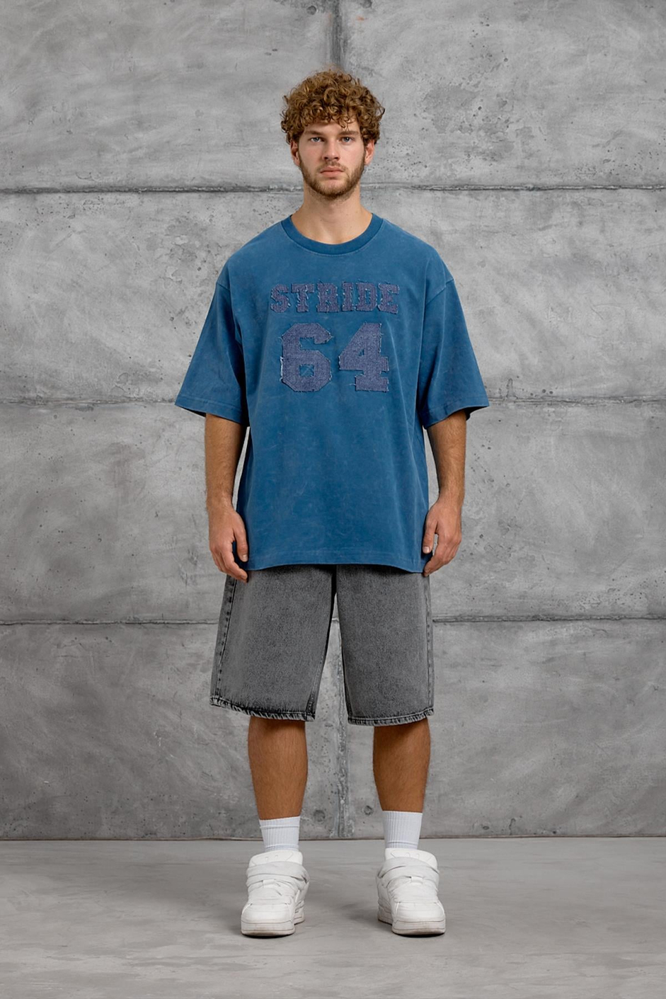 Mavi 64 HARF BASKI YIKAMALI OVERSIZE TSHIRT