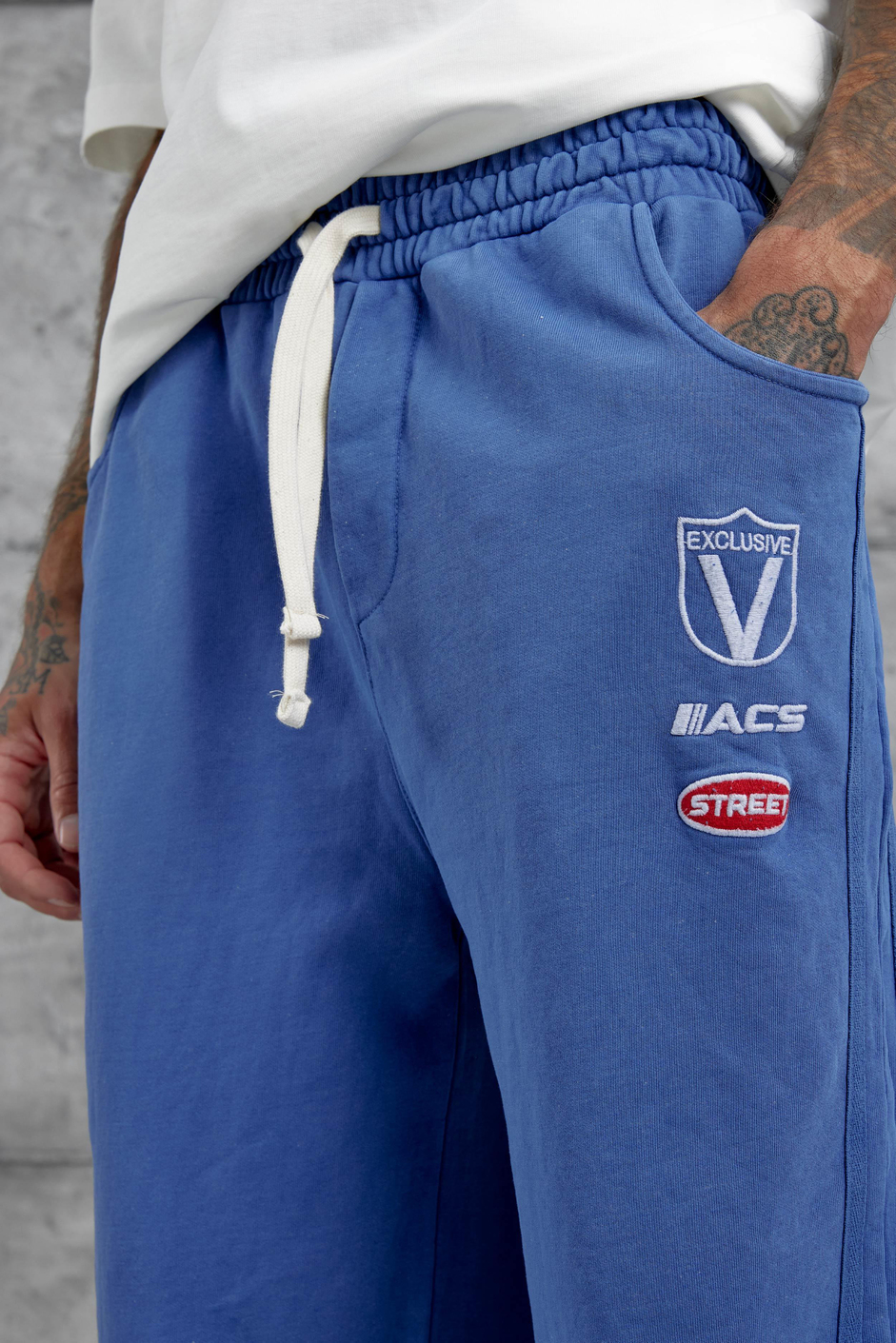 Mavi Acs Street Yazılı Yıkamalı Baggy Eşofman Altı