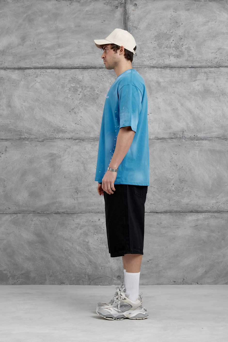 Mavi Arka Hydrion Yazılı Oversize Tshirt