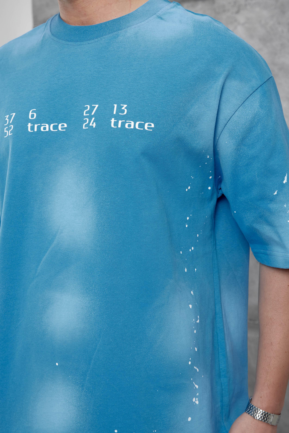 Mavi Arka Hydrion Yazılı Oversize Tshirt