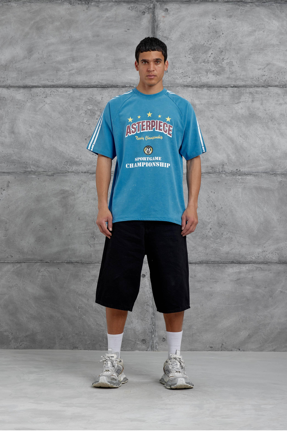Mavi Asterpiece Yazılı Oversize Tshirt