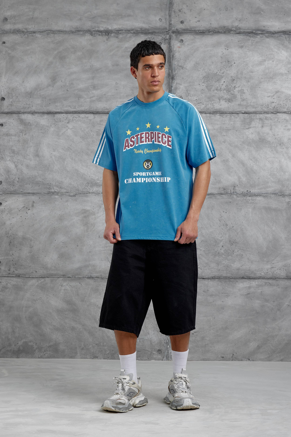 Mavi Asterpiece Yazılı Oversize Tshirt