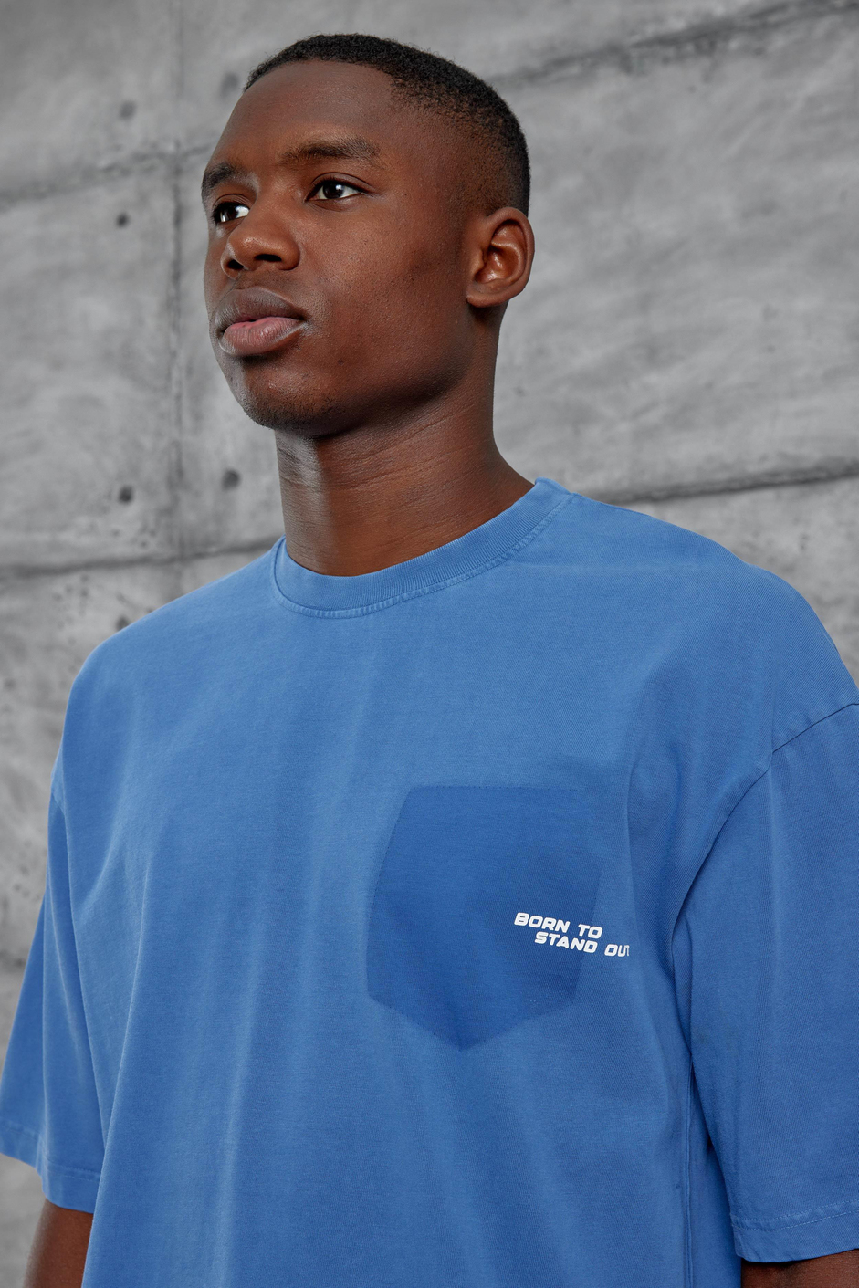 Mavi Born To Stand Out Yazılı Yıkamalı Oversize Tshirt
