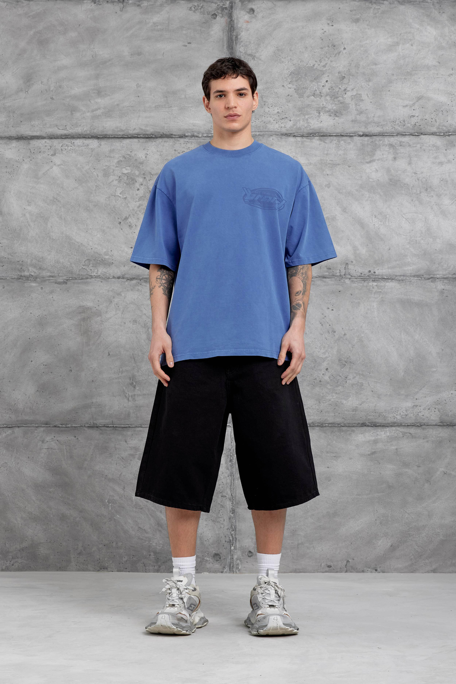 Mavi Brand Yazılı Yıkamalı Oversize Tshirt