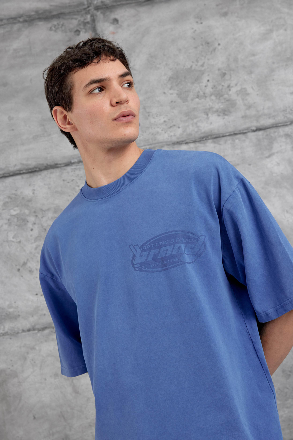 Mavi Brand Yazılı Yıkamalı Oversize Tshirt