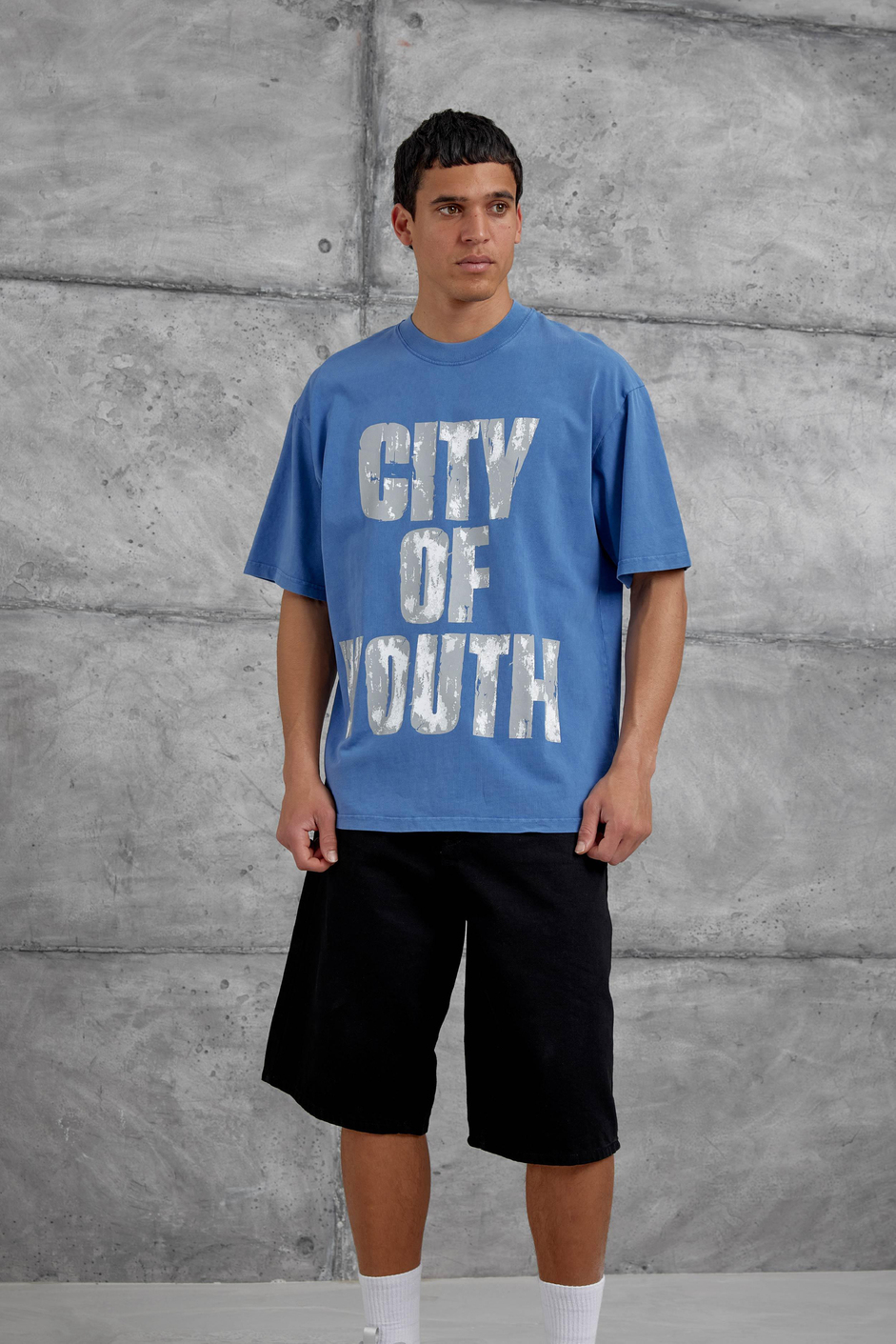 Mavi City Of Youth Baskılı OVersize Tshirt