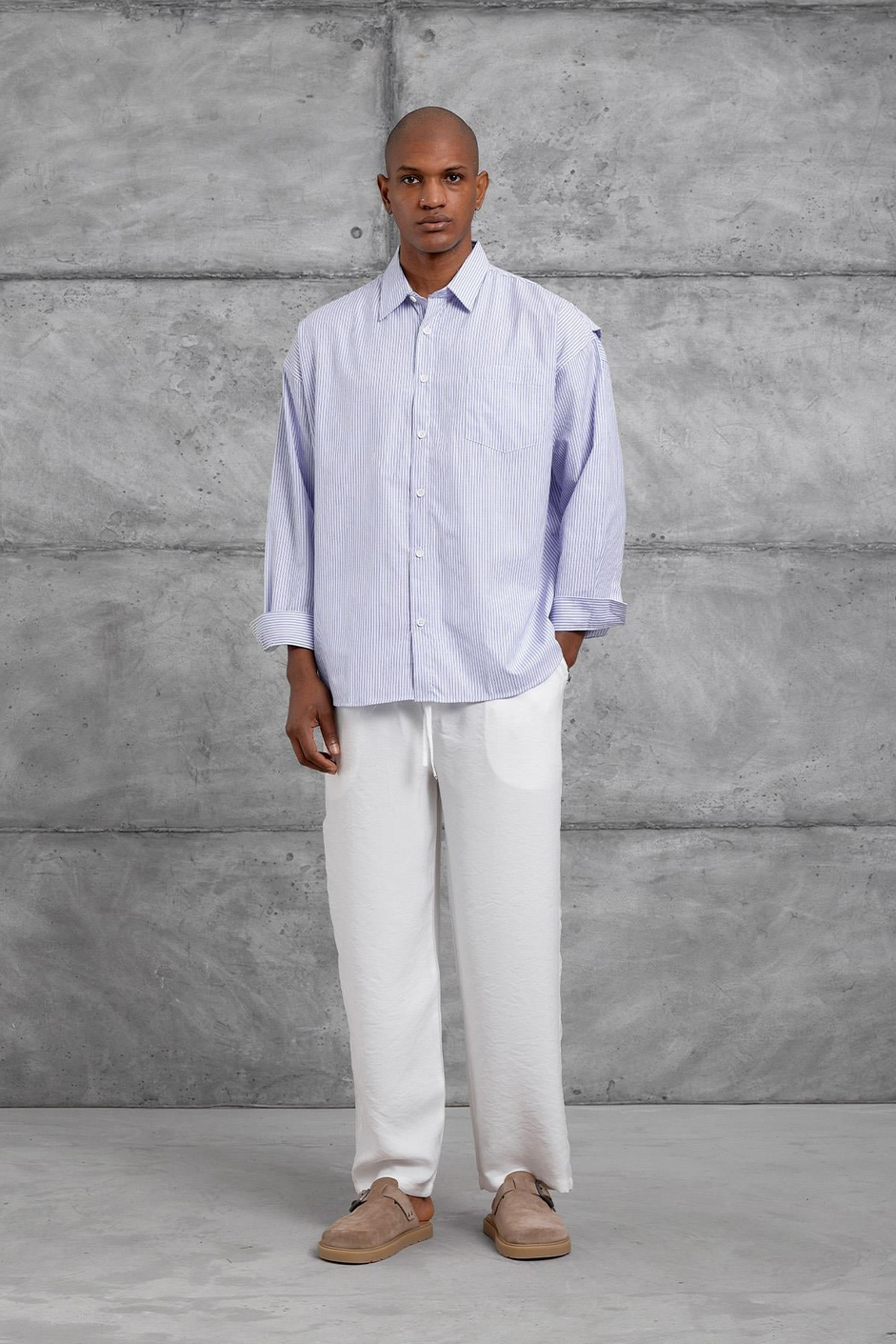 Mavi CIZGILI OVERSIZE GOMLEK