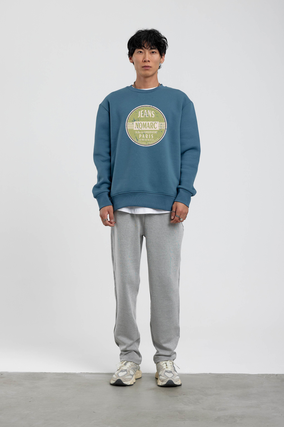 Mavi Daire Baskılı Sweatshirt