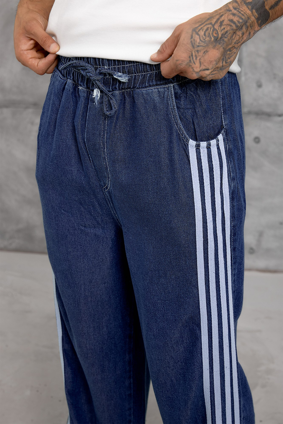 Mavi DENIM ÇİZGİLİ BAGGY JEAN