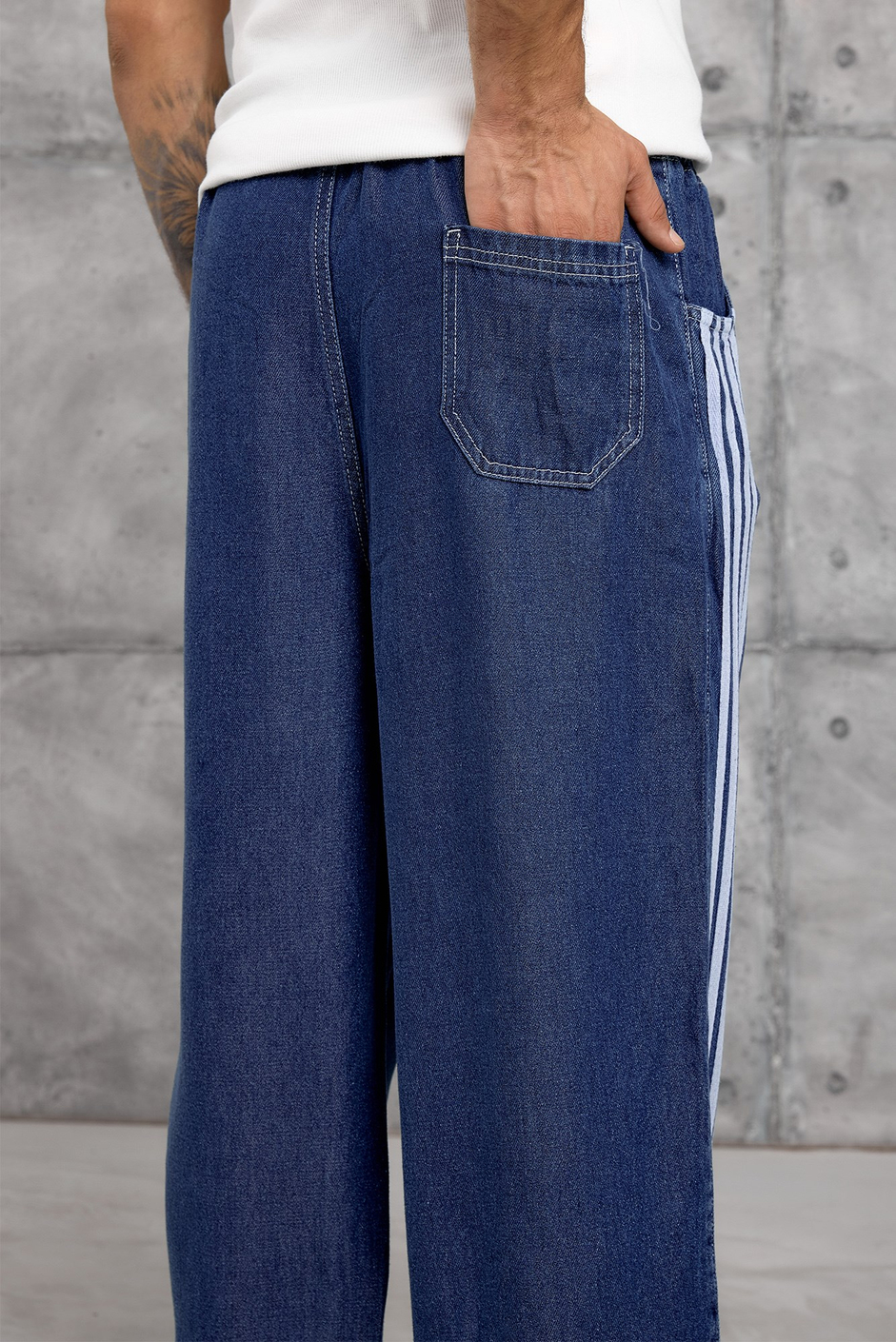 Mavi DENIM ÇİZGİLİ BAGGY JEAN