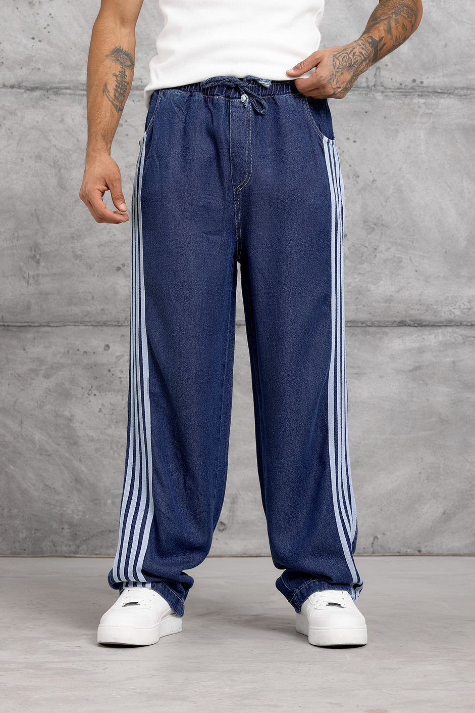 Mavi DENIM ÇİZGİLİ BAGGY JEAN