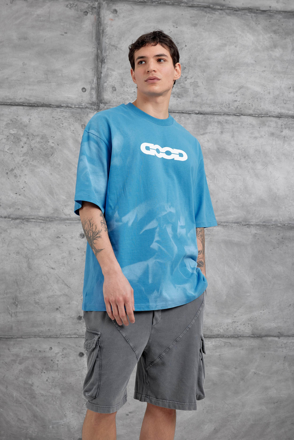 Mavi Dood Yazılı Oversize Tshirt