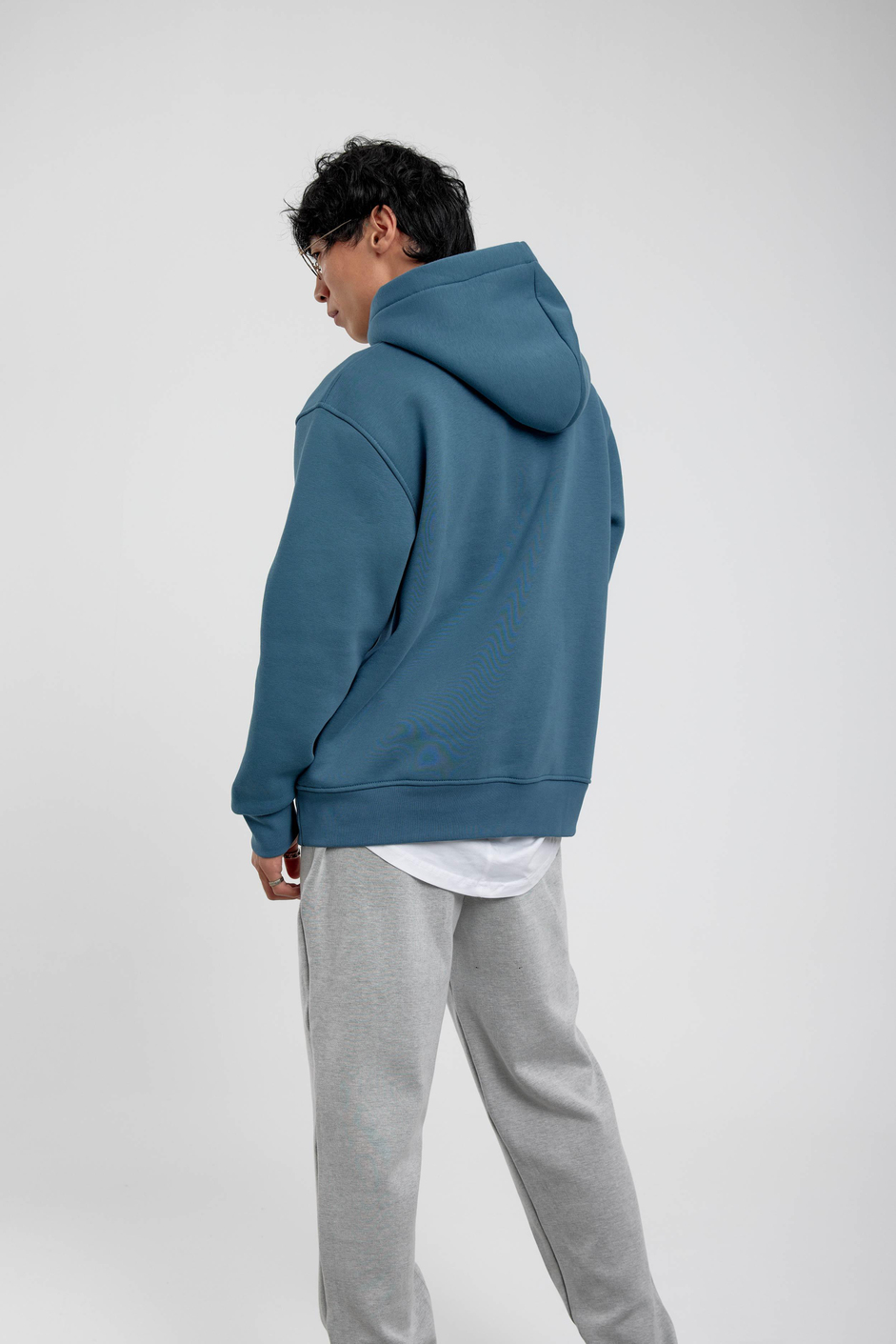 Mavi El Baskılı Kapüşonlu Sweatshirt