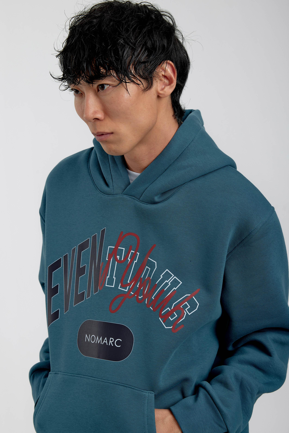 Mavi Eventious Yazılı Kapüşonlu Sweatshirt
