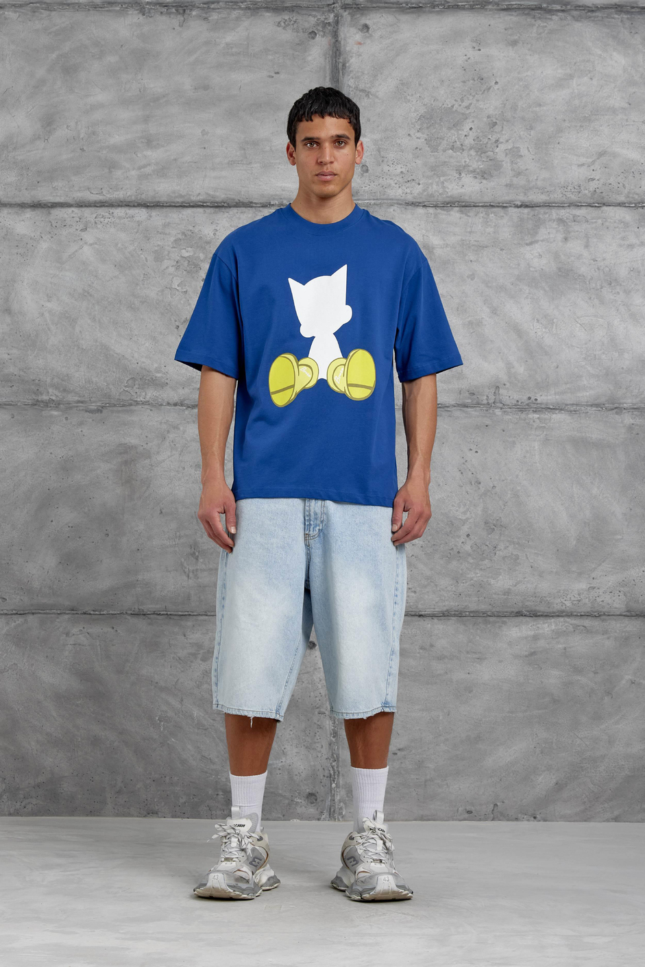 Mavi Figür Baskılı Oversize Tshirt