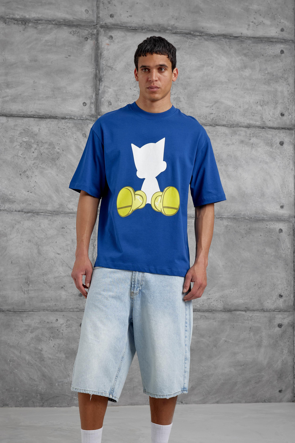 Mavi Figür Baskılı Oversize Tshirt