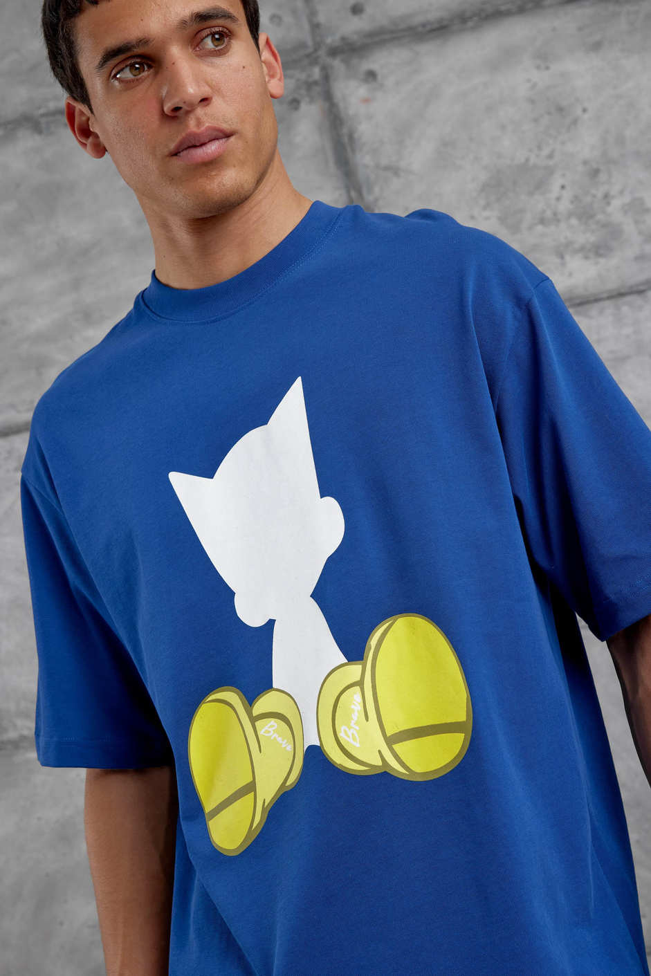 Mavi Figür Baskılı Oversize Tshirt