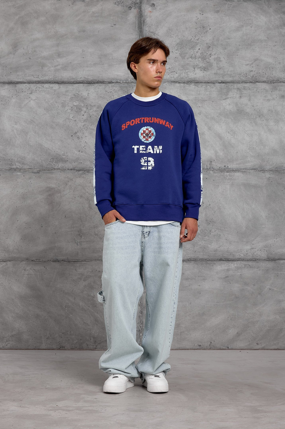 Mavi FIRÇA BOYALI SWEATSHIRT