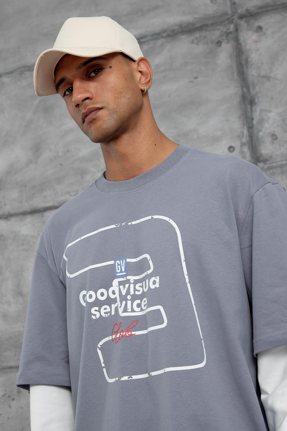 Mavi Goodvision Baskılı  Oversize Kolu Parçalı Tasarım Sweatshirt