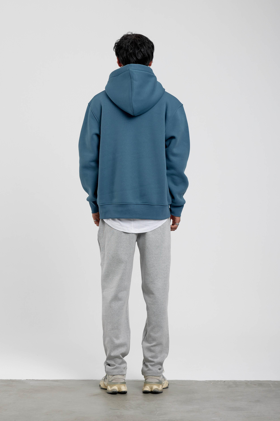 Mavi Kapüşonlu Basic Şardonlu Sweatshirt