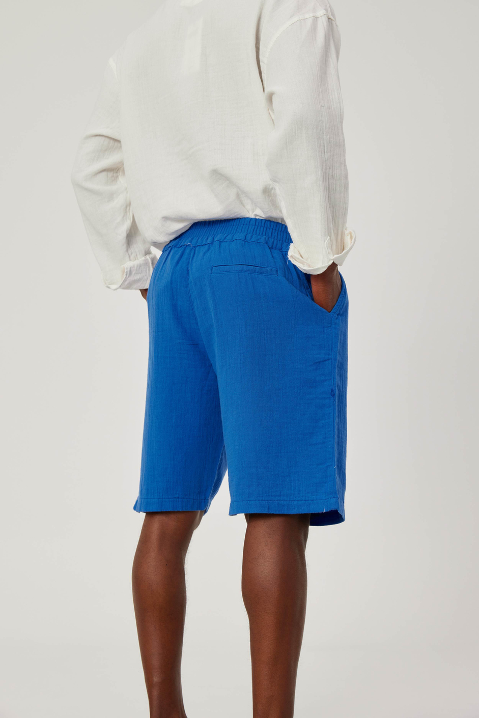 Mavi Keten Şort