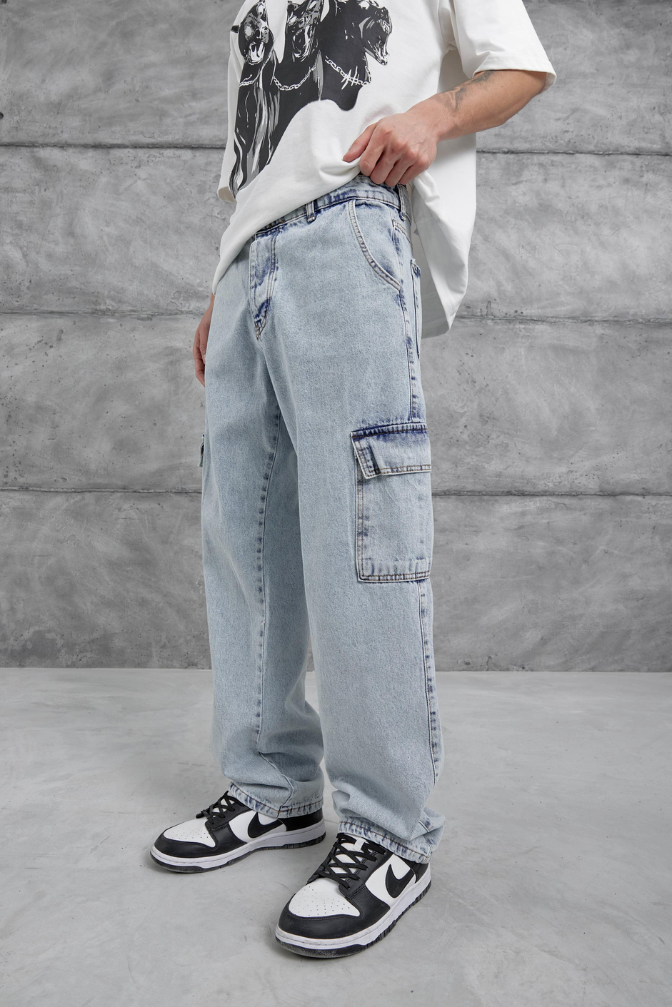 Açık Mavi Kp Kargo Baggy Jean