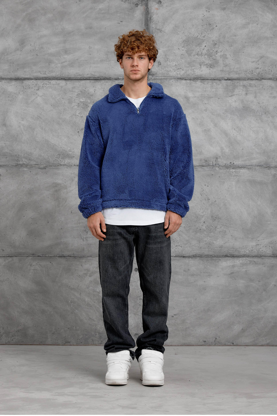 Mavi LNS YARIM FERMUAR PELUŞ SWEATSHİRT