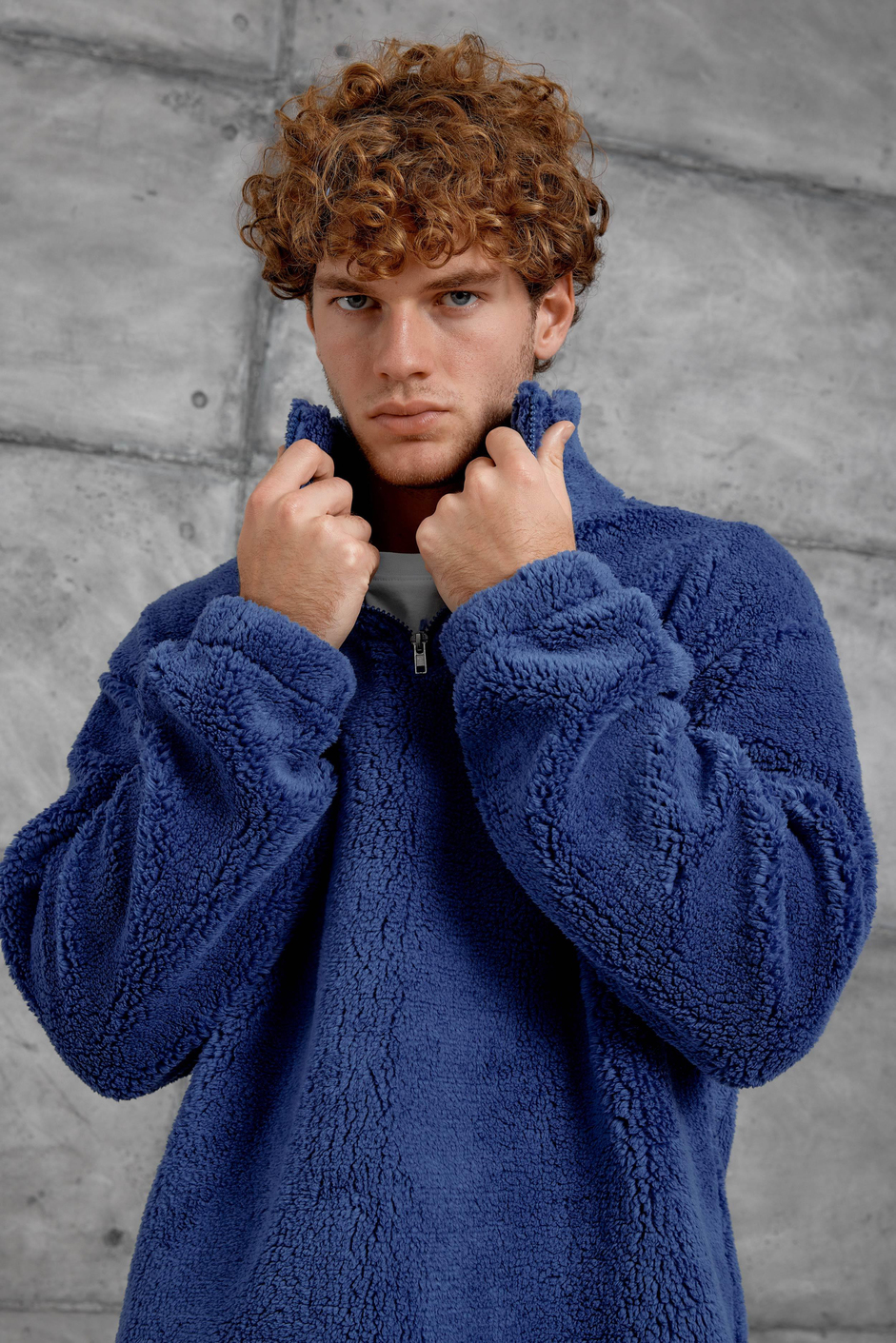 Mavi LNS YARIM FERMUAR PELUŞ SWEATSHİRT