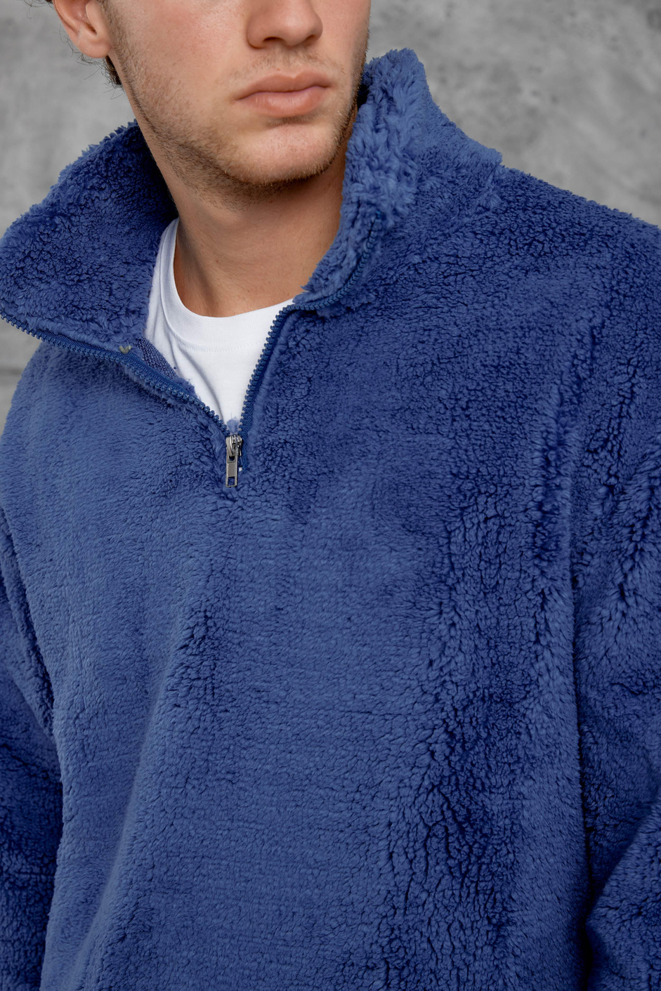 Mavi LNS YARIM FERMUAR PELUŞ SWEATSHİRT