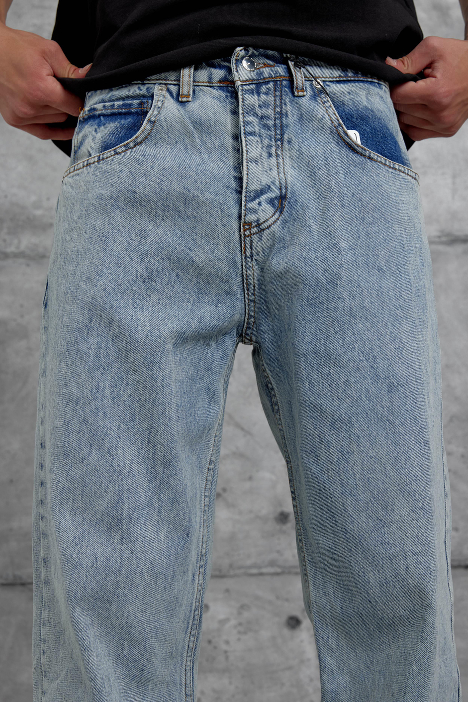 Mavi Mb Taşlamalı Baggy Jean