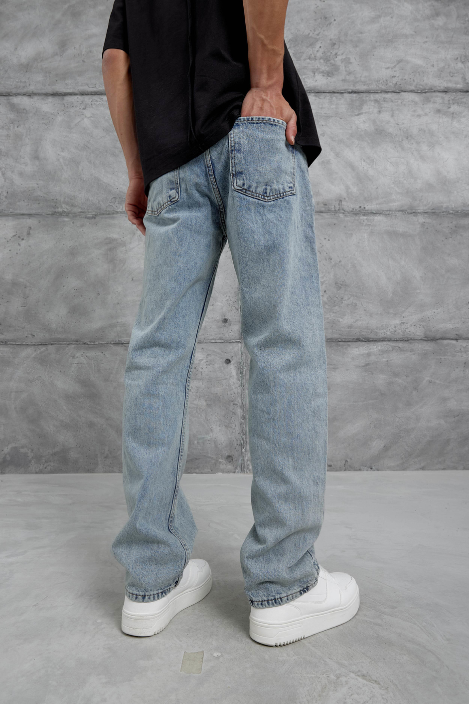 Mavi Mb Taşlamalı Baggy Jean
