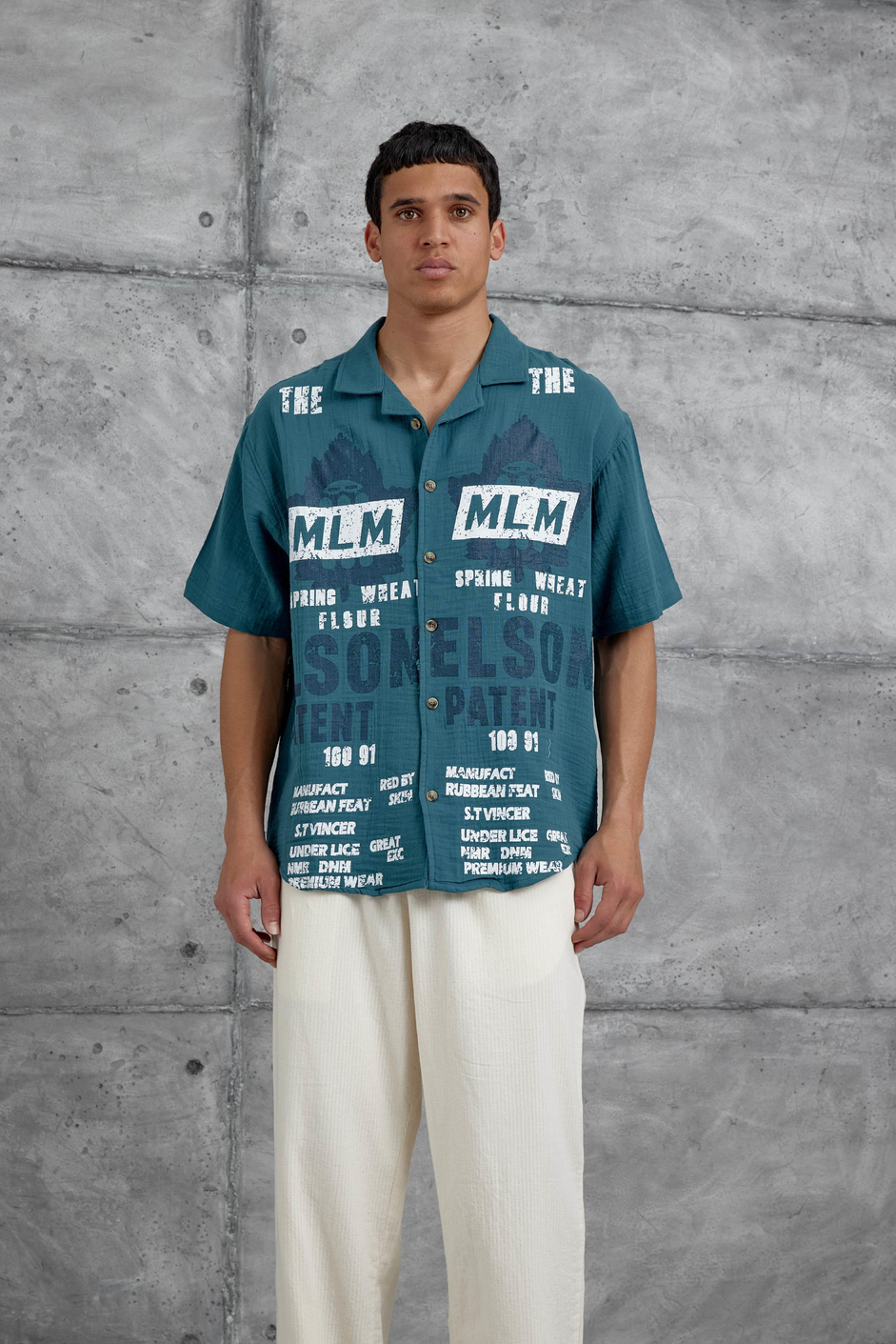 Mavi Mlm Elson Baskılı Oversize Gömlek