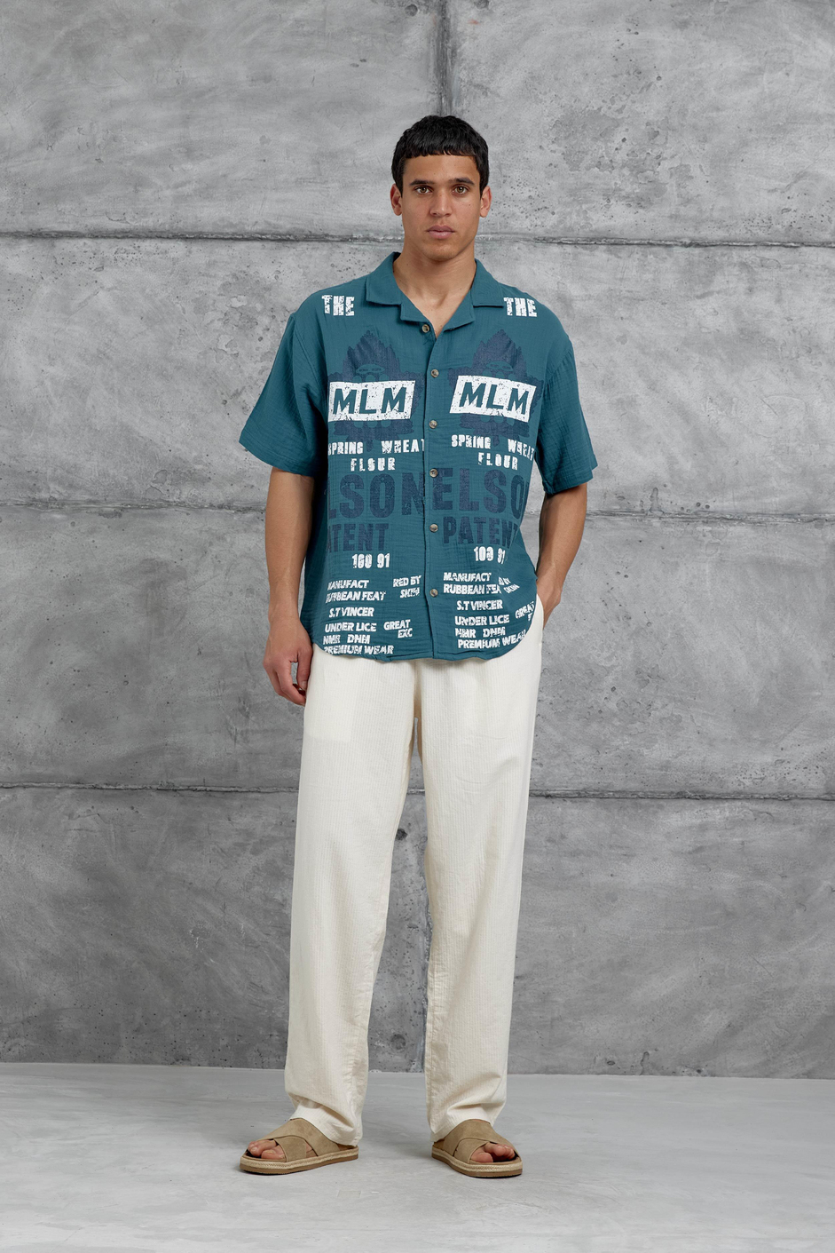 Mavi Mlm Elson Baskılı Oversize Gömlek