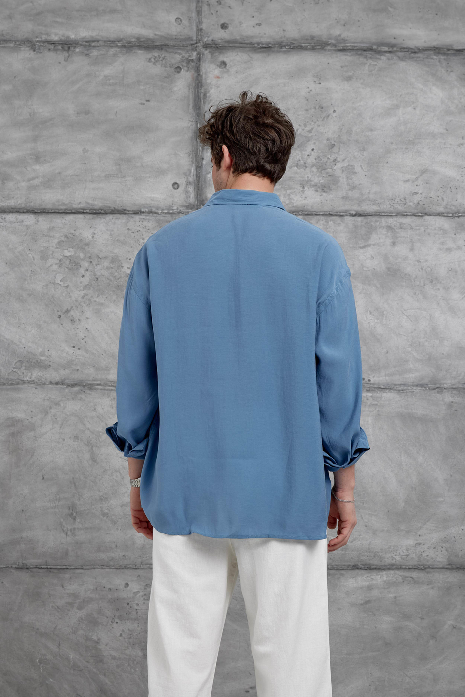Mavi Modal Kumaş Oversize Gömlek