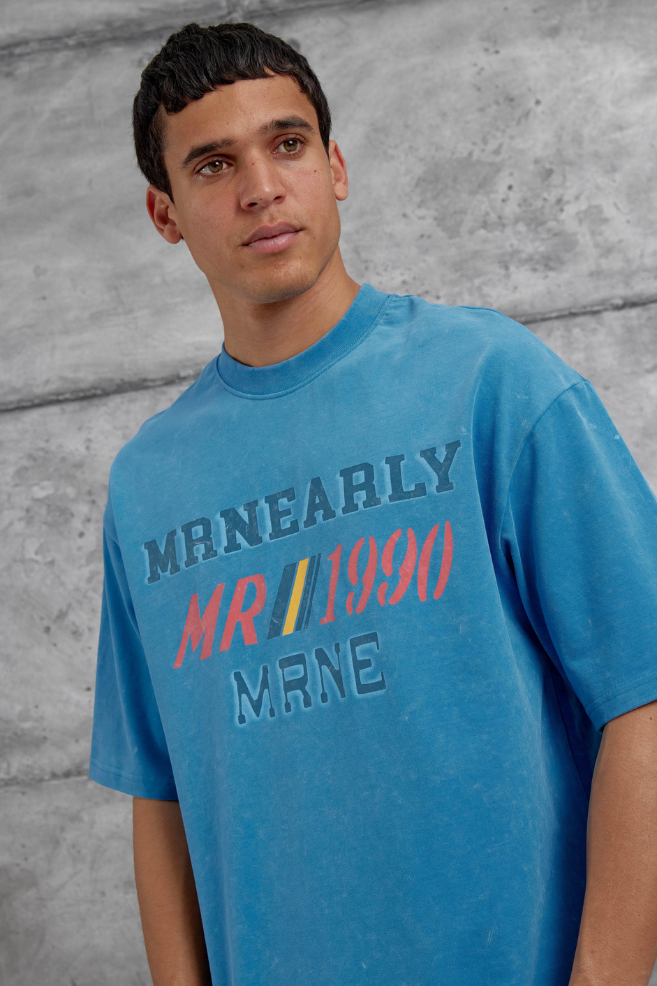 Mavi Mrnearly Yazılı Oversize Tshirt