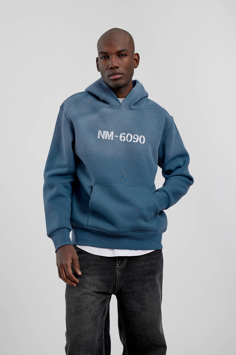 Mavi NM-6090 Baskılı Kapüşonlu Sweatshirt