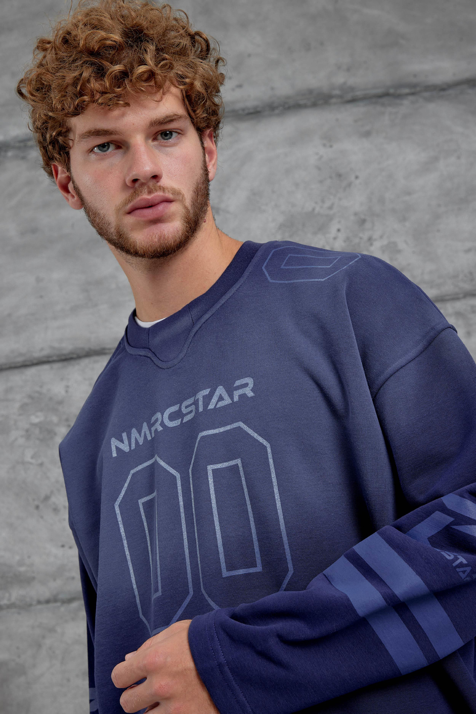 Mavi Nmrc 00 Baskılı Oversize Sweatshirt