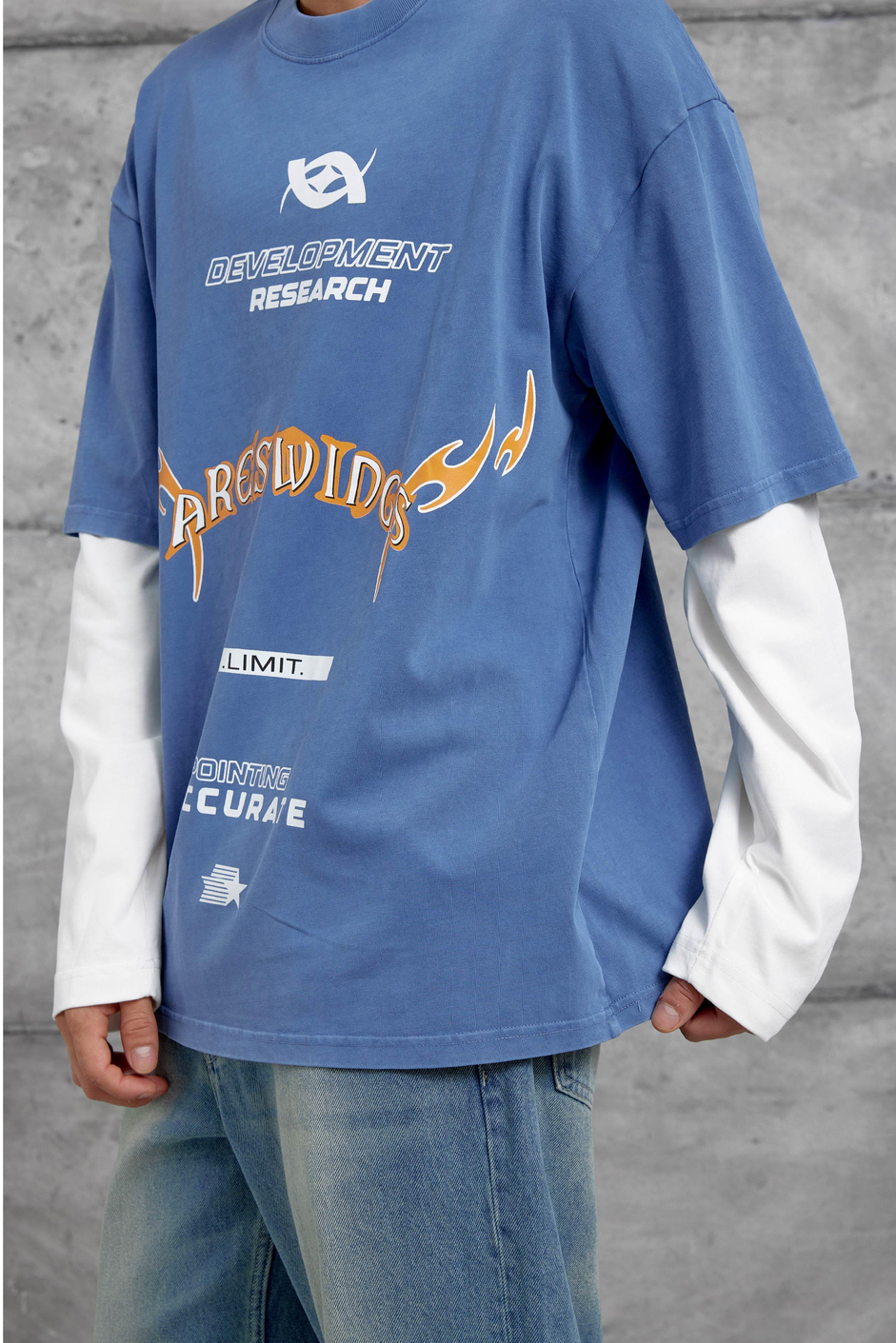 Mavi Nmrc Areswing Yazılı Oversize Parça Kollu Sweatshirt