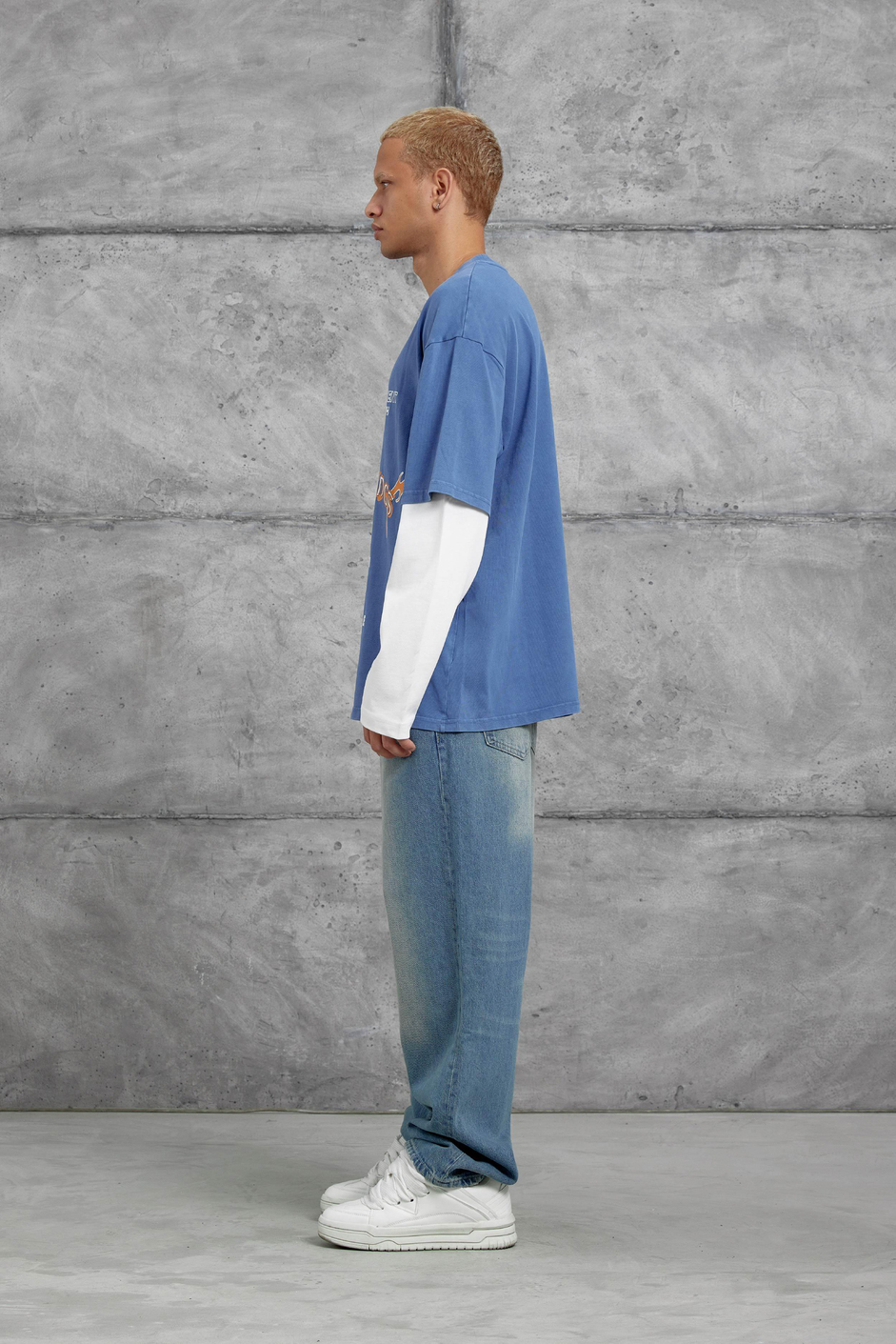 Mavi Nmrc Areswing Yazılı Oversize Parça Kollu Sweatshirt